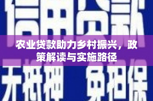 独山子农业贷款助力乡村振兴，政策解读与实施路径