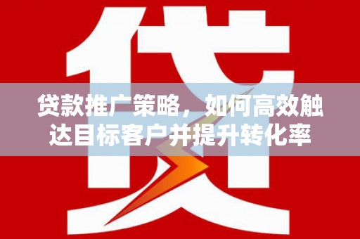 独山子贷款推广策略，如何高效触达目标客户并提升转化率
