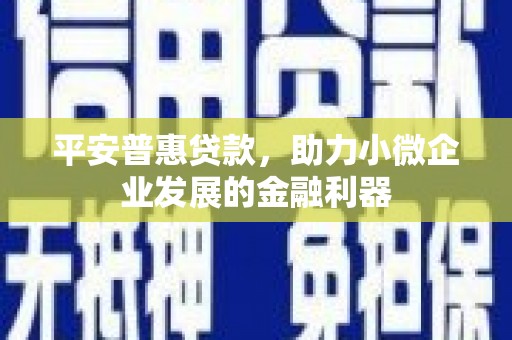 独山子平安普惠贷款，助力小微企业发展的金融利器