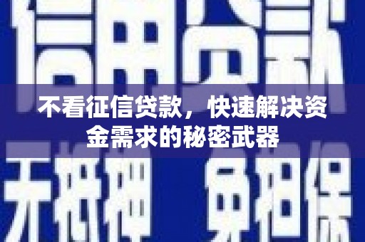 独山子不看征信贷款，快速解决资金需求的秘密武器