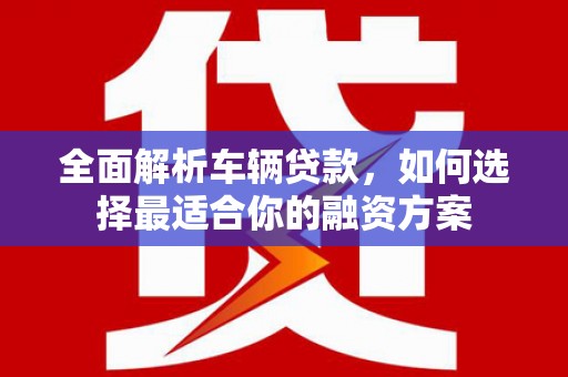独山子全面解析车辆贷款，如何选择最适合你的融资方案